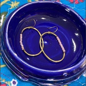 Pink beads called brass hoop airings super cute!